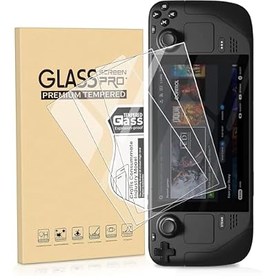 Gomass 3 Pack Screen Protector for Steam Deck OLED, Ultra HD Tempered Glass Protector 9H Hardness Easy to Install Come with Toolkits
