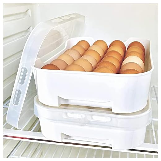 Echomerx Breathable Egg Container for Refrigerator 48-Count - Great for Costco 24-Egg Pack and Farm Chicken Eggs, Air Vent Lid, Sturdy Storage Tray, Removable Grid, Stackable 2-Pack
