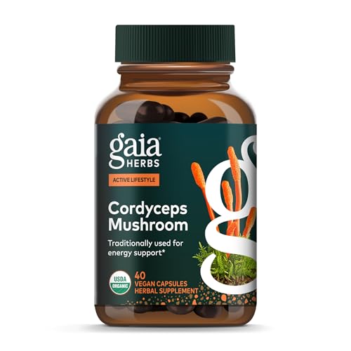 Gaia Herbs Cordyceps Mushroom - Traditionally Used to Support Sustaining Energy & Endurance* - One Daily with Organic Cordyceps Mushroom - 40 Vegan Capsules (40 Servings)