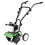 52cc Petrol Rotavator Garden Tiller 2-Stroke Mini Cultivator 30cm Soil Turner Allotment Lawn Garden Ground Digger Compact POLLOR