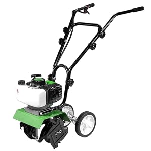 52cc Petrol Rotavator Garden Tiller 2-Stroke Mini Cultivator 30cm Soil Turner Allotment Lawn Garden Ground Digger Compact POLLOR