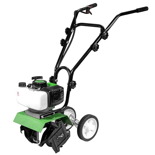 52cc Petrol Rotavator Garden Tiller 2-Stroke Mini Cultivator 30cm Soil Turner Allotment Lawn Garden Ground Digger Compact POLLOR