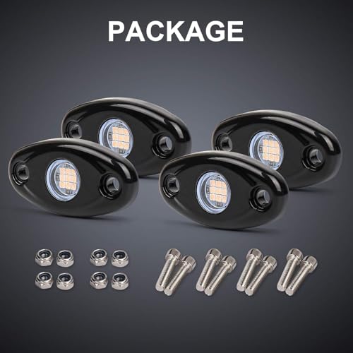 Image of Rock Lights Pink with Light Purple 12 Pods Pure Pink LED Rock Lights IP68 Waterproof 47inch Extension Wires for Trucks UTV ATV SUV Boat Pickup Car Fender Exterior Lighting Kit