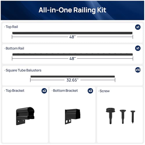 Image of Egadis 1 Pack 36 in x 4 ft Aluminum Porch and Deck Railing Kit Without Post