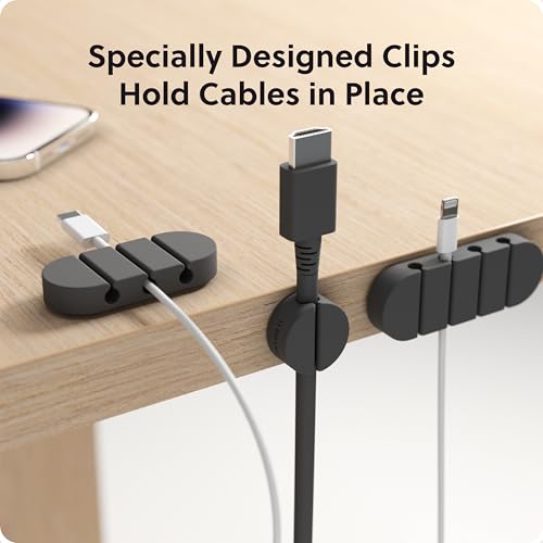 U Brands Black Silicone Cable Organizer Clips 15 Pack, Cord Management Clips in Assorted Colors, Adhesive Cable Holders for Desk, Office, and Travel Organization by U Brands - Image 2