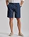 COOFANDY Men's Casual Dress Shorts 9 Inch Linen Wrinkle Free Bermuda Pleated Front Dressy Fashion Shorts Navy Blue