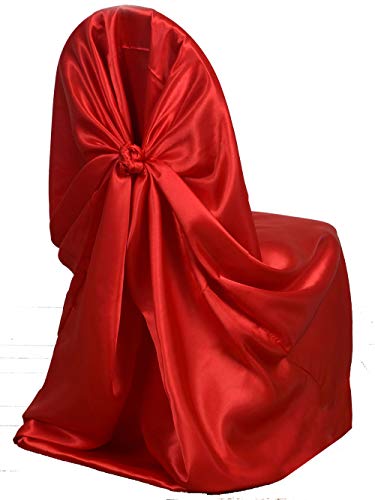 Elina Home V.C-Uni C C - Juego de 10 Fundas universales de satén Rojo para sillas y alzapaños para decoración de Bodas, Banquetes, Fiestas de cumpleaños, Talla única