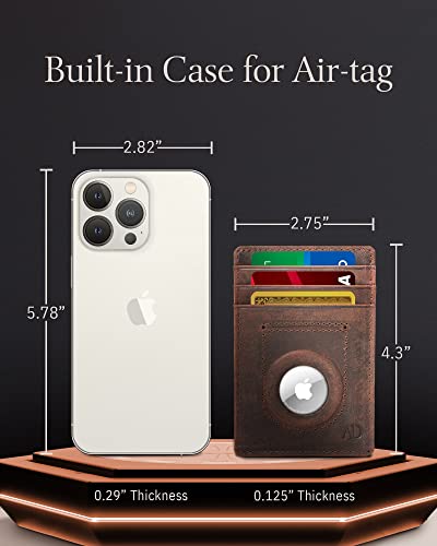 Access Denied Genuine Leather Air Tag Holder - Slim Minimalist Wallets For Men & Women - Front Pocket Thin Mens Wallet Rfid Credit Card Holder Gifts For Men - Air Tag Not Included #TOP4