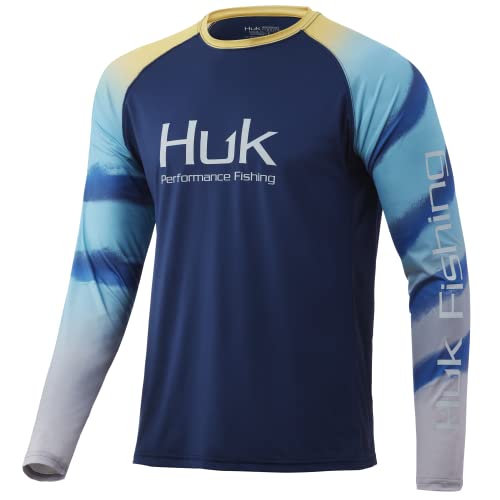 Huk vêtement de pêche manches longues bleu t-shirt technique anti-UV taille M