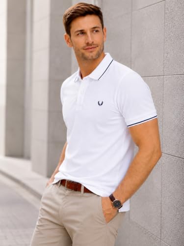Image of Mens Pique Polo T-Shirt | Cotton Rich, Smart Fit Polo with Embroidered Logo | Casual & Sports Wear | Polo T-Shirt for Men