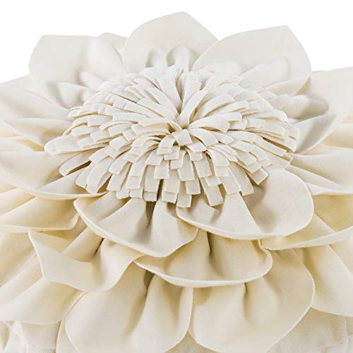 Oiseauvoler Decorative Throw Pillow 3D Flower Round Pillow Accent Handmade Cushion With Insert Included For Couch Bed Home Decor 12 Inch Cream White thumb #2