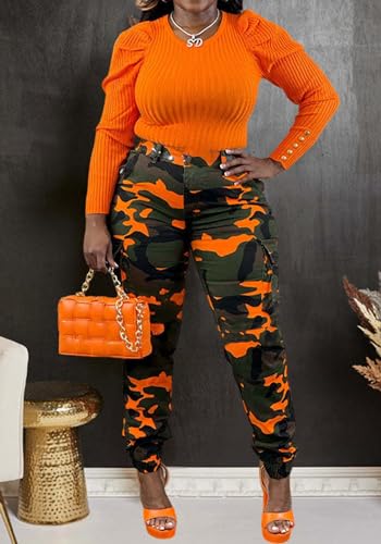 NRTHYE Women Camo Cargo Pants Camouflage Sweatpants Joggers Casual Army Fatigue Pants3