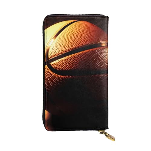 Basketball Background Wallet for Men Women Long Purse Leather Clutch Large Business Handbag Travel Phone Holder Credit Card Holder Money Case with Zipper Leather Wallets Gift
