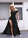LAGSHIAN Women's Elegant Bodycon Off Shoulder Sleeveless High Split Ruched Long Formal Evening Dress Black