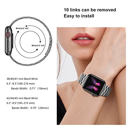 Image of MioHHR Solid Stainless Steel Bands Compatible with Apple Watch 38mm 40mm 41mm, Metal Strap with Soft TPU Case for iWatch Bands Series 9 8 7 6 5 4 3 2 1 SE SE2 SE3 Women and Men, Space Gray