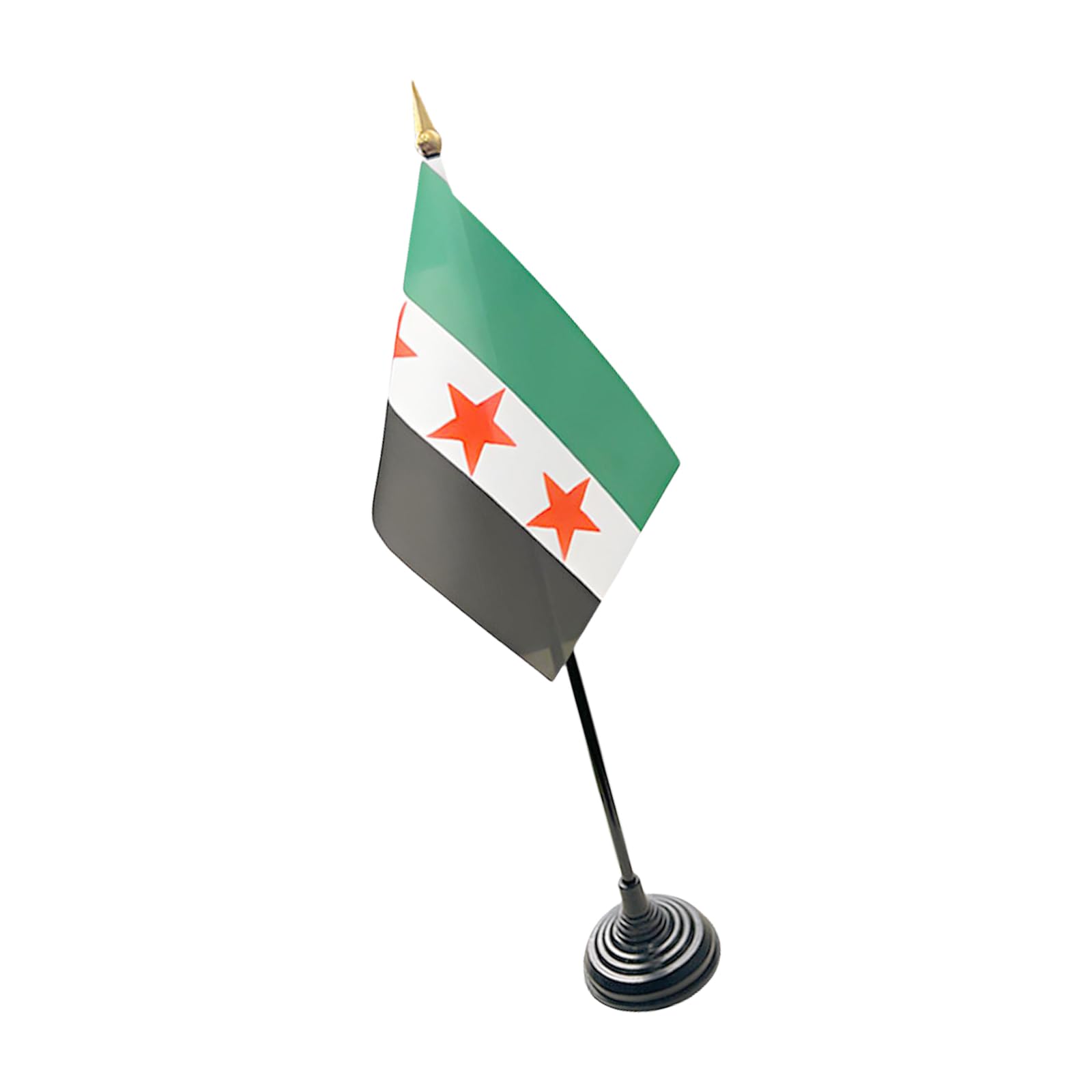 Obotsnoi Syrian Flags Tabletop Accent with Stick and Stand Base Small Syria Desk Flags Decoration Ornament for Home Decors Businessman Desk