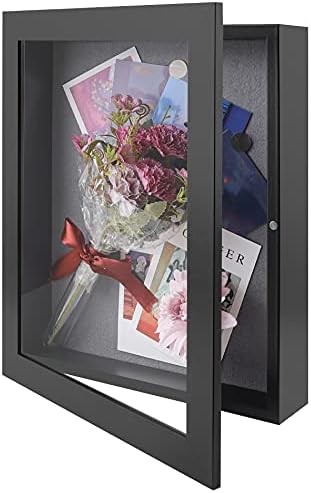 Frametory, 11x14 Shadow Box Frame - Front Opening - 2 inch Depth Display Box for Wall and Tabletop Display- Memory Box, 6 Pins Included (11x14, Black)