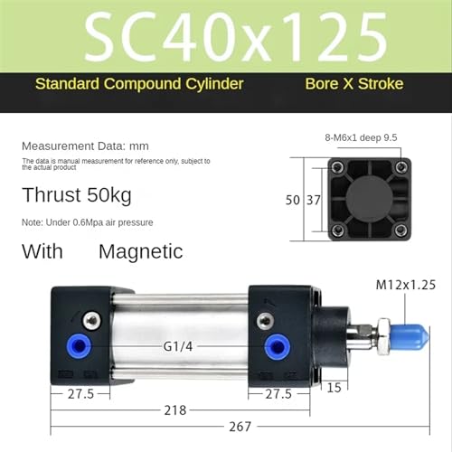 Cylindres pneumatiques SC40 de haute précision avec alésage 40mm