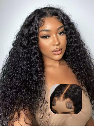 UNICE Bye Bye Knots Glueless Wig Pre Plucked Pre Cut Water Wave 7x5 Lace Front Wigs Human Hair Wet and Wavy Put on and Go Glueless Human Hair Wig 150% Density 22 inch