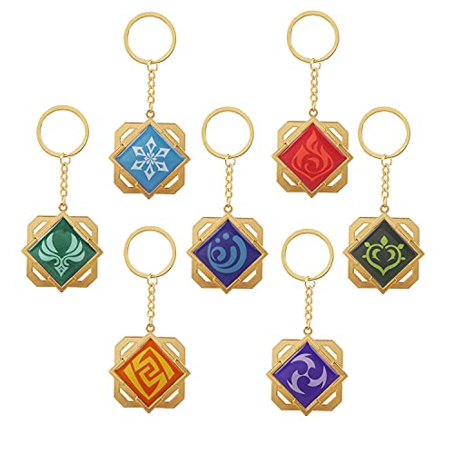 ZOA Anime Keychain, 7 Element Eye of Original God Toy Keyrings Fashion Cosplay Pendant Keychain