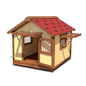 JHKGY Hundehütte Im Freien Hundehütte Aus Holz,Extra Große Hundehütte Mit Tür Für Den Innen- Und Außenbereich,Für Alle Hunde Oder Katzen,Atmungsaktiv Bequem,Einfach Zu Säubern,XXL