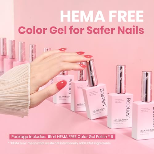 Image of Beetles Nude Gel Polish Set - 6 Colors HEMA-Free Summer 15ML Full Size Jelly Gel Polish Neutral Nude Pink Milky White Sheer Translucent Effect Full Size Soak Off UV Salon Colorful Bottle Gel Gifts