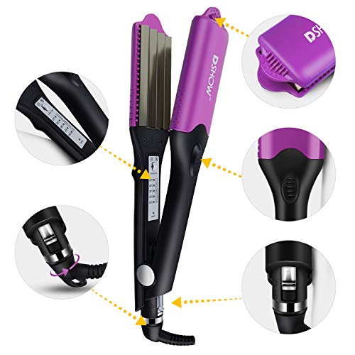 DSHOW 4 in 1 Hair Crimper Hair Waver Hair Straightener Curling iron with 4 Interchangeable