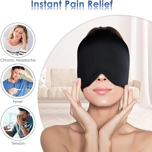 Image of Migraine Relief Cap for Headache, Sinus & Tension | Hot & Cold Therapy | Thermax Migraine Cap for Men and Women | The Force Behind Your Health Migraine Relief Cap For Migraines (Black)