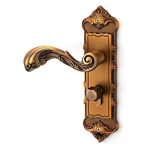 Eapmic Universal European-Style Bedroom Indoor Lever Door Lock Set Handle Knob Lockset Kit (Yellow Copper) Cover