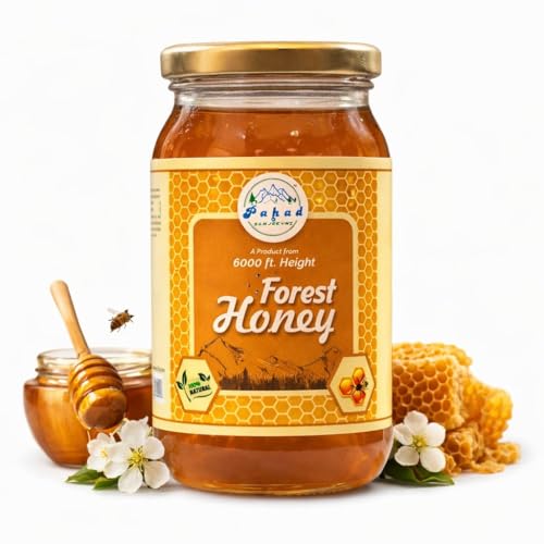 Image of Pahad Ki Sanjeevni Forest Honey 500g Natural Forest Honey from Himalayan Region Pure Honey in Glass Jar Rich Aroma & Smooth Taste Multi-Floral Raw Honey for Daily Use (Pack of 2)