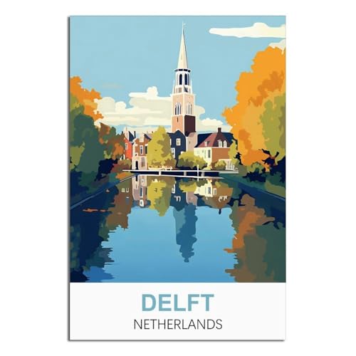 Poster vintage Delft toile déco de chambre moderne voyage aux Pays-Bas