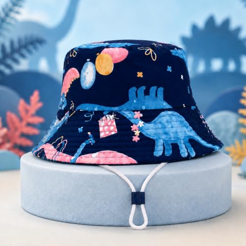 Image of VRITRAZ Unisex Kids Printed Bucket Hat | UV Protection Sun Hat with Adjustable Chin Strap & Summer Beach Travel Outdoor Cap for Toddlers & Children (4-12 Years)