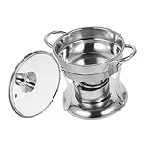 VICASKY 1Satz Klassischer Hot Pot Tragbarer Antihaft Kochtopf mit Alkoholherd für Einzelpersonen und Camping Hochtemperaturbeständig und Rostfrei
