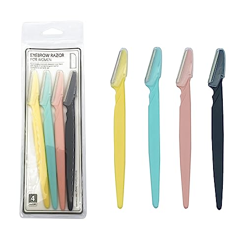 Szeyuen Maquinilla de afeitar para cejas para mujer, 4 piezas de afeitadora facial Dermaplane para mujer, multiusos, recortadora de vello facial