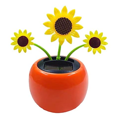 Solar Dancing Flowers Shaking Head Car Ornaments - Solar Powered Car Toy Solar Flowers Shaking Head Dancing Toy Figurine Statue Car Dash Board Ornaments For Car Office Desk Decoration Cover
