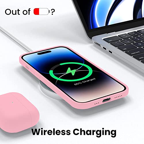 Image of Elzzi Microfiber Candy Case Compatible for iPhone 14 PRO, Shockproof Slim Back Cover Liquid Silicone Case (Baby Pink)