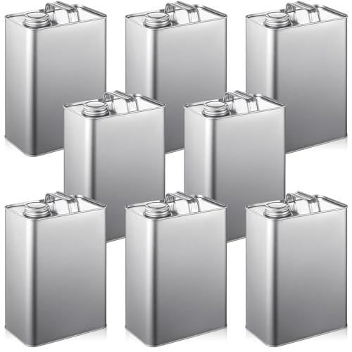 Maxdot 4 Pcs F Style Metal Can Reusable Metal Can with 1.5" Opening for Liquid, Paints, Pigment, Double Lid Secure Storage and Easy Pouring, Non Food Grade (1 Gallon)