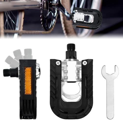 VGECEE Fahrradpedale Klapppedal Alu Pedale Fahrrad 9/16 Zoll Klapppedale Fahrrad Pedale Mountainbike mit Reflektoren & Anti-Rost Bike Pedals für Pedelec, MTB, Klapprad, Rennrad