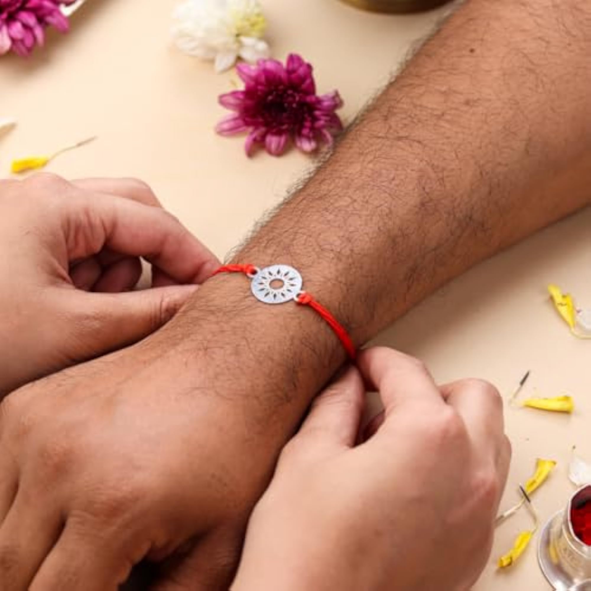 925 Sterling Silver Surya Chakra Rakhi for Brother, Handcrafted