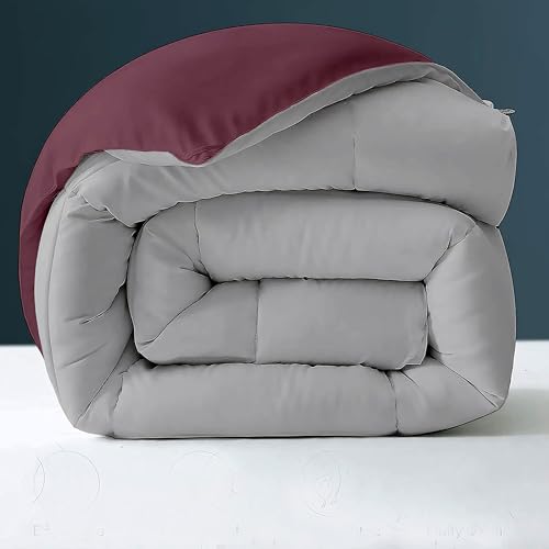 Image of Day Care - 500 GSM Hotel Quality-Down Alternative Reversible Comforter (90 inch x 100 inch Inches /228cm x 228cm) - Comforter Double Bed|Wine /Silver