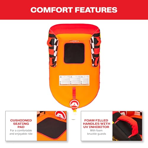 Image of Airhead Mable Towable Tube for Boating, 1-4 Rider Inflatable Boat Tube for Water Tubing, Heavy Duty Full Nylon Cover, EVA Foam Pads, Dual Tow Point, Patented Speed Safety Valve
