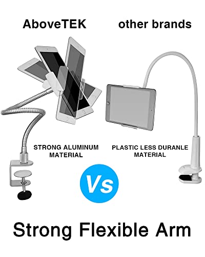 Abovetek Heavy Duty Aluminum Ipad Stand, Gooseneck Tablet Holder, Ipad Holder For Bed Kitchen Office, Flexible Long Arm Tablet Mount Stand Compatible With Ipad Iphone 6-13Pro, Fits For 3.5" - 11" #TOP4