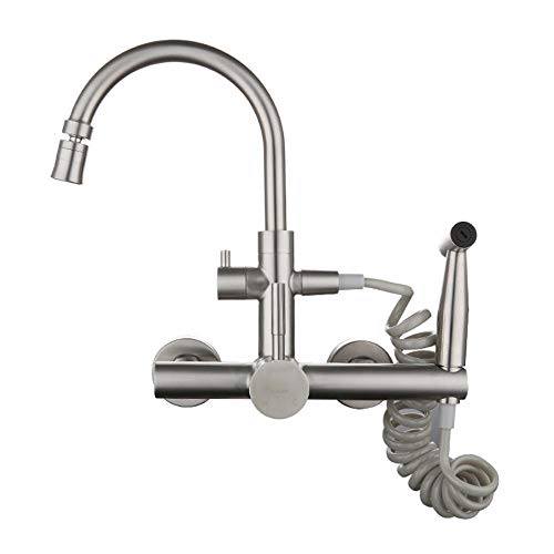 Robinet de cuisine en acier inoxydable 304 durable pour eau chaude et froide