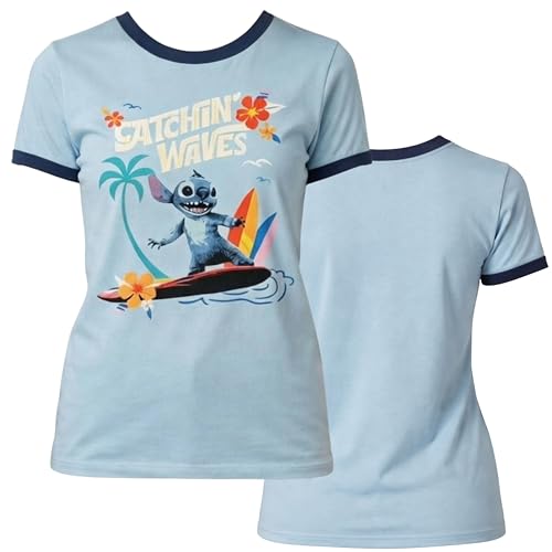 Image of Disney Lilo & Stitch Juniors Graphic T-Shirt - Stitch Tee for Women, Short Sleeve, Sizes XXS-3XL
