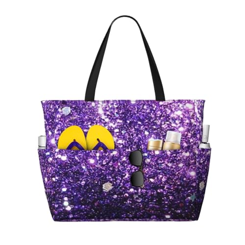 Sac de plage paillettes violettes le complice de vos plus beaux souvenirs