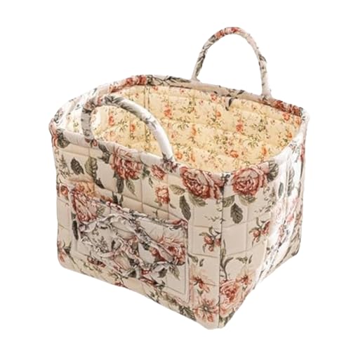Boho Fabric Storage Basket, Square-Shaped Tote Bag with Compartments, Waterproof Beach and Travel Essentials Quilted Nurse Travel Bag for Women, Perfect for Shopping/Travel/Bedroom (#6)
