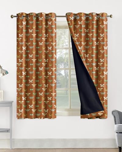 Image of Cloth Fusion Printed 100% Blackout Window Curtains 5 Feet Long Set of 2