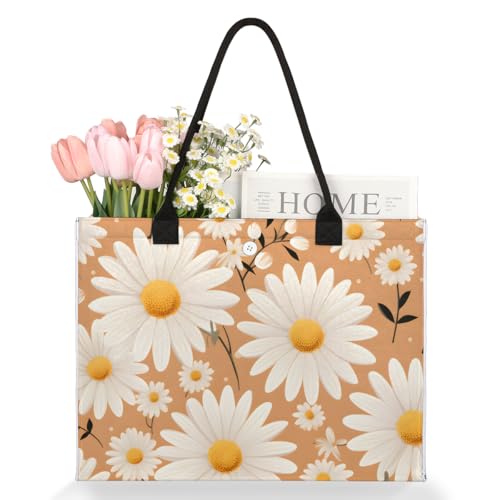 Chrysanthemum White Tote Bag for Women Large Beach Bag Reusable Tote Bags for Work Travel Beach Shopping3