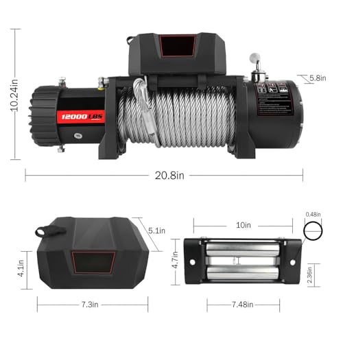 Winche Eléctrico de Recuperación 12000 lb 12V con Control Remoto miniatura 6