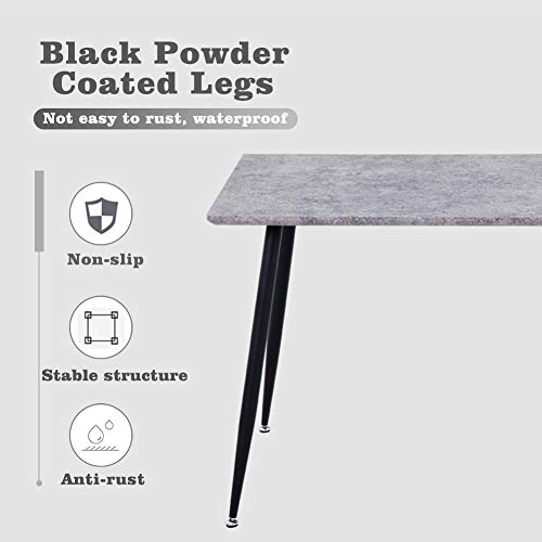 GOLDFAN Esstisch mit 4 Stühlen Essgrupp Rechteckiger Tisch und Stoff Stuhl Wohnzimmertisch Beton Design für Esszimmer Küche Grau 110cm